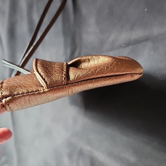 Juicy Couture Metallic sheen pewter bronze wristlet clutch bag with strap retro - Picture 5 of 5